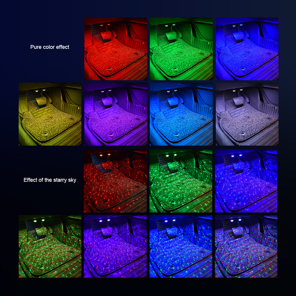 🚗✨ Wireless Car Interior Ambient Lights 2-in-1 Star Pattern + Warm Light · USB Rechargeable · Car & Room Decoration