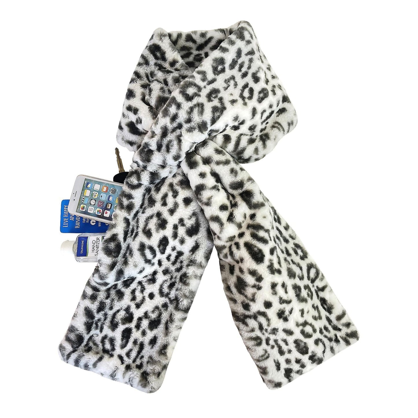 Secret Stash Fuzzy Neck Wrap with Concealed Pouch ๐