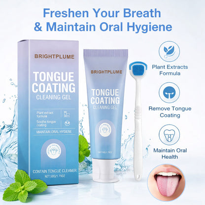 🌿Fight Bad Breath at the Source: Brightplume Tongue Scraper & Gel Bundle