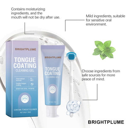 🌿Fight Bad Breath at the Source: Brightplume Tongue Scraper & Gel Bundle