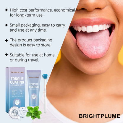 🌿Fight Bad Breath at the Source: Brightplume Tongue Scraper & Gel Bundle