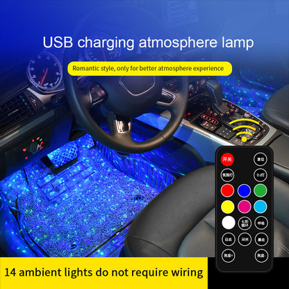 🚗✨  Wireless Car Interior Ambient Lights 2-in-1 Star Pattern + Warm Light · USB Rechargeable · Car & Room Decoration