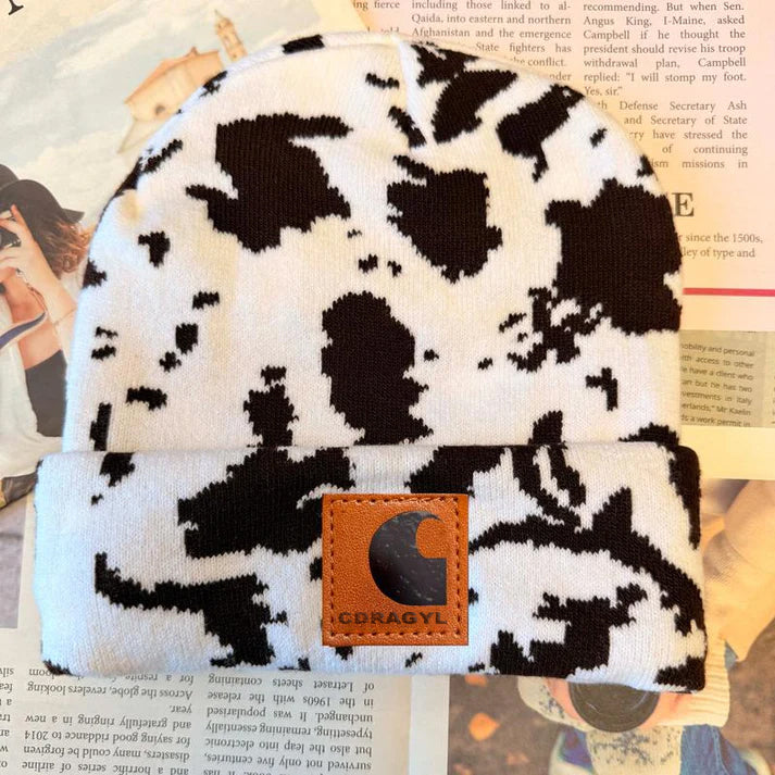 Classic Cow Print Beanie Perfect Blend of Comfort Warmth and Trendiness for Every Occasion