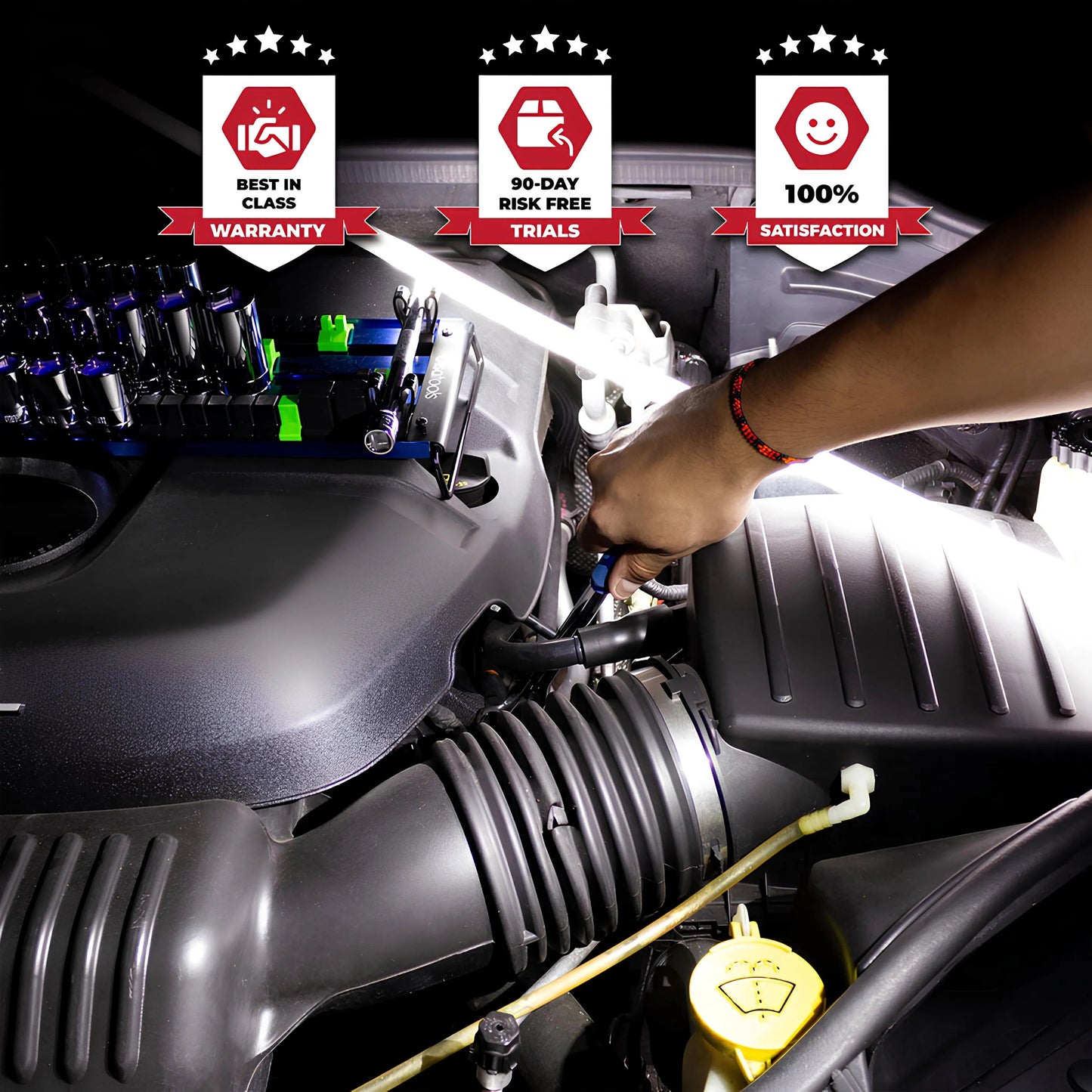 🔥Bendable Flexible LED Work Light💡: Your Professional Light for Narrow Spaces 🛠️(4000K Color Temperature | 44" Shape-Holding | Hands-Free)