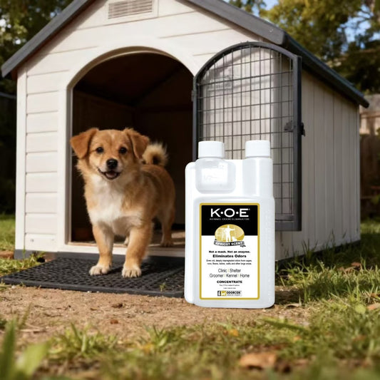 Kennel Odor Eliminator 🍑  Concentrate – Non-Enzymatic, Apricot & Fresh Scents for Tough Pet Odors