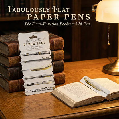 Vintage Flat Paper Pen And Book Mark Set