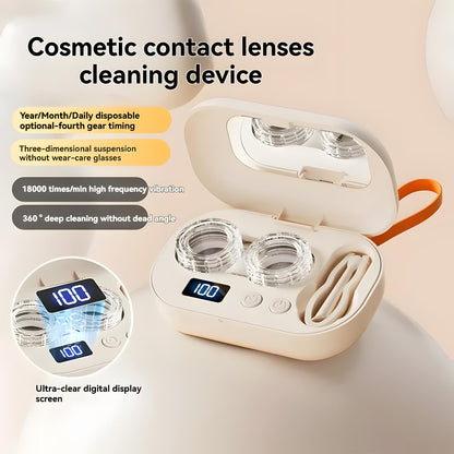 Ultrasonic Contact Lens Cleaner Machine with Integrated Mirror