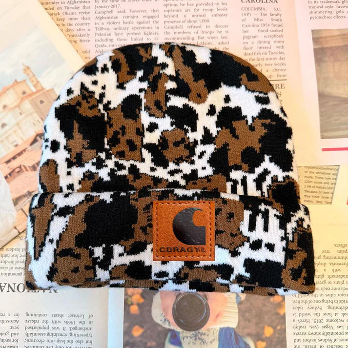 Classic Cow Print Beanie Perfect Blend of Comfort Warmth and Trendiness for Every Occasion