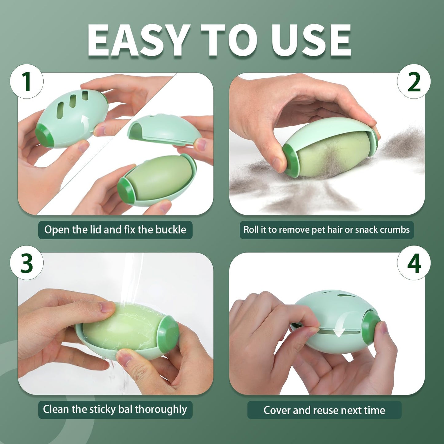 Portable Reusable Sticky Lint Roller for Pet Hair & Clothes