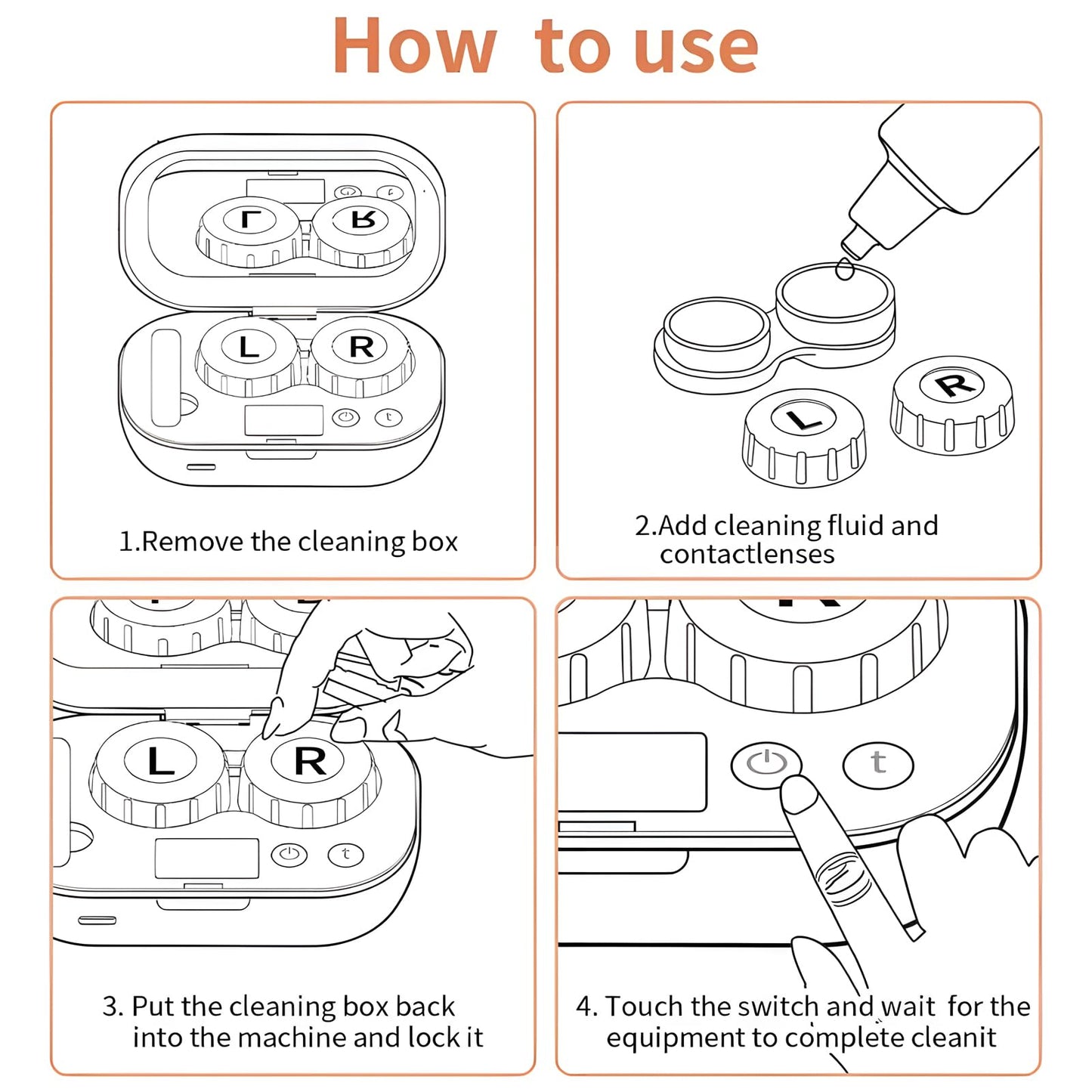 Ultrasonic Contact Lens Cleaner Machine with Integrated Mirror