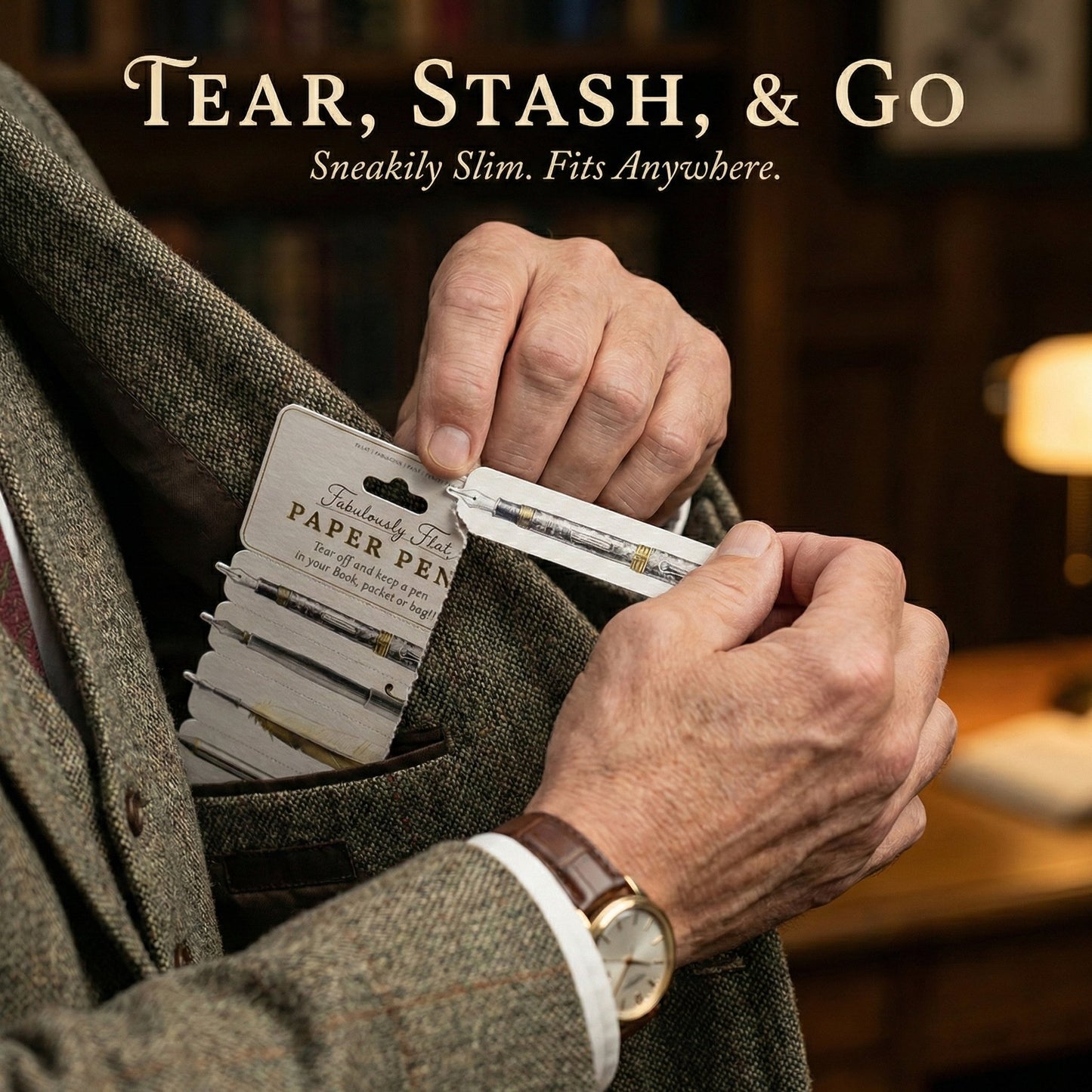 Vintage Flat Paper Pen And Book Mark Set