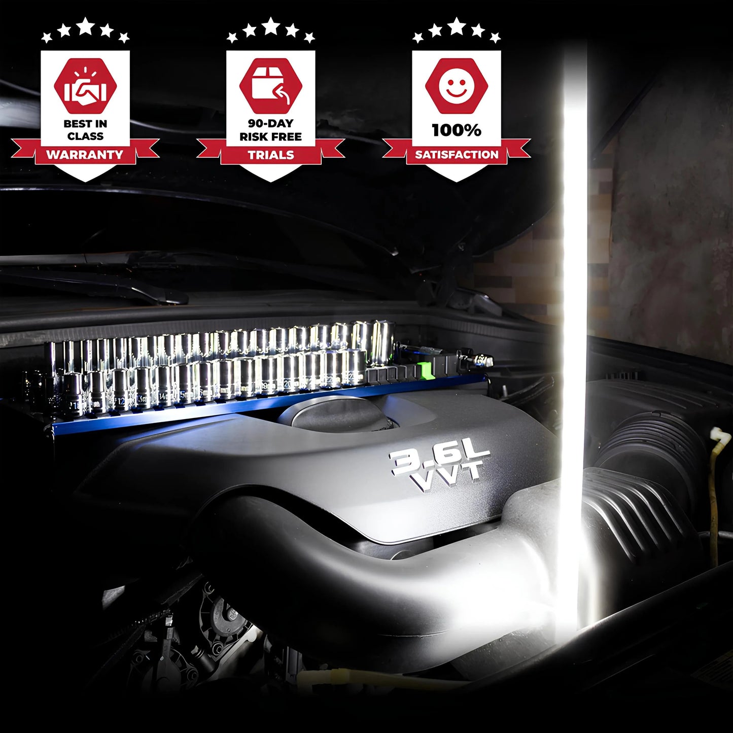 🔥Bendable Flexible LED Work Light💡: Your Professional Light for Narrow Spaces 🛠️(4000K Color Temperature | 44" Shape-Holding | Hands-Free)