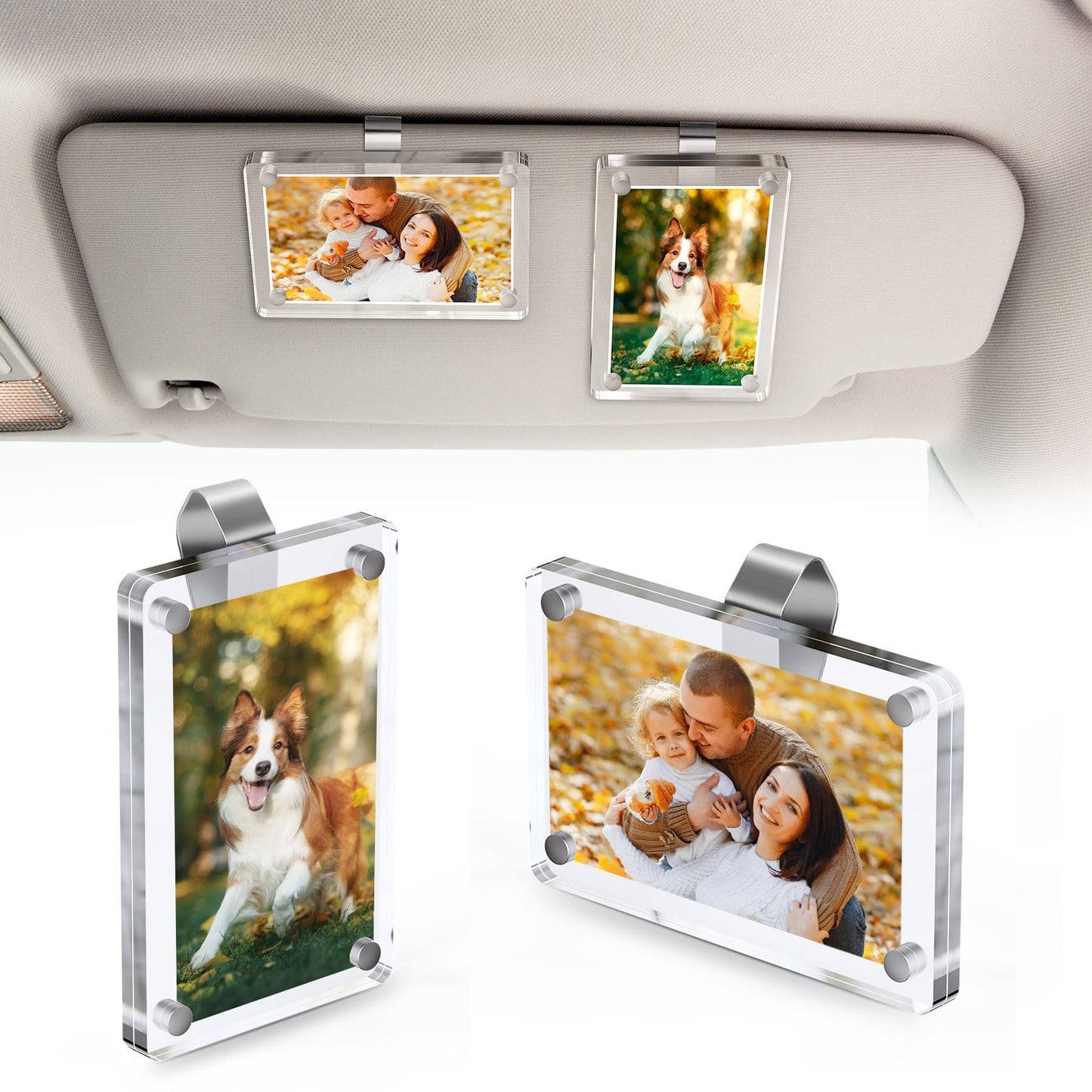 2-Pack Magnetic Acrylic Car Visor Photo Frames