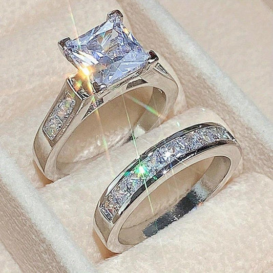 🔥Last Day 50% OFF✨2-Piece Set Fashion Sparkling Cubic Zirconia Rings