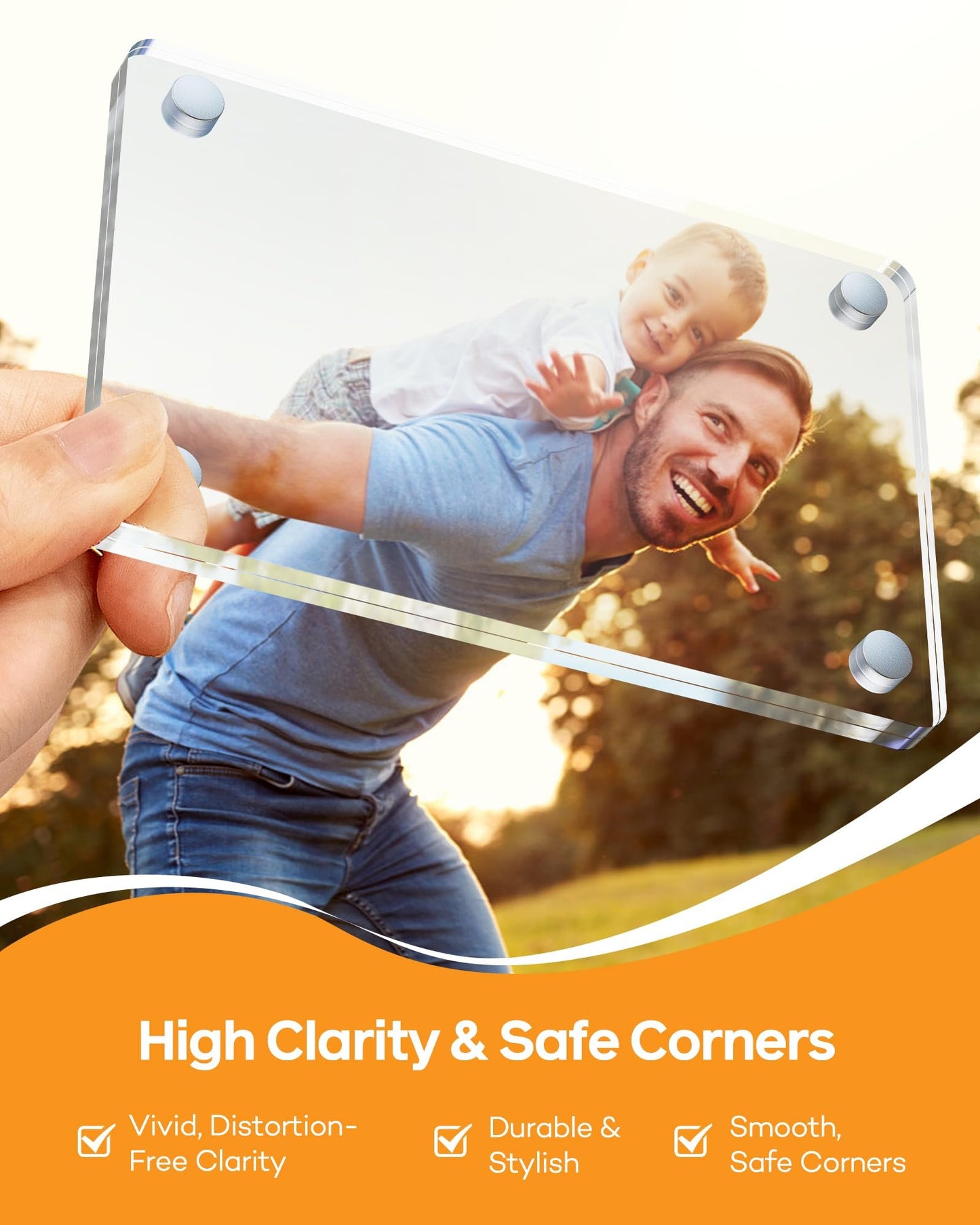 2-Pack Magnetic Acrylic Car Visor Photo Frames