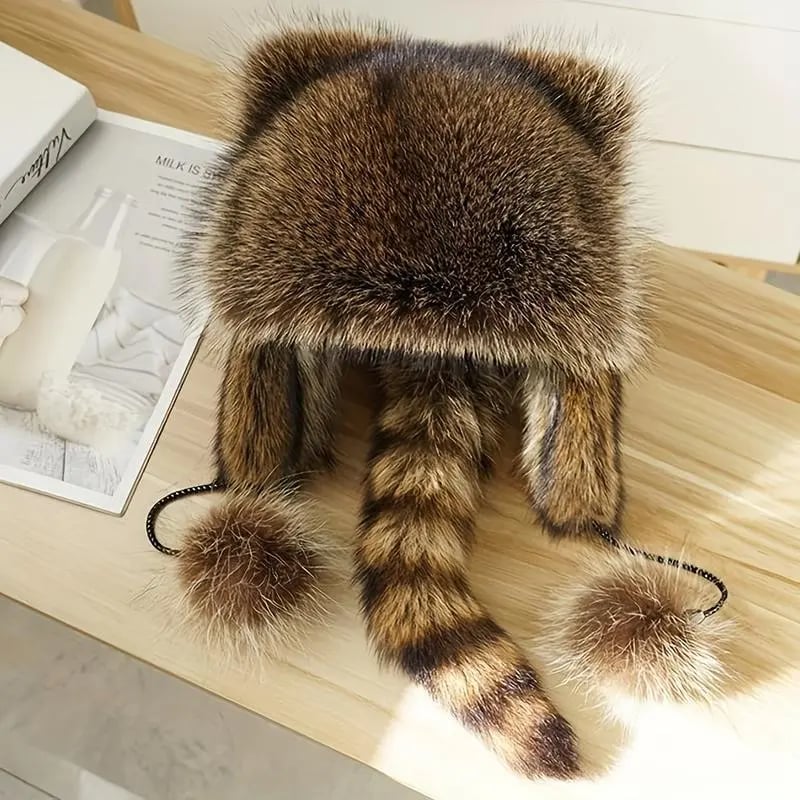 ⏰Last 4 hours Sale: Save 50%-🦝Cute Raccoon Plush Winter Hat
