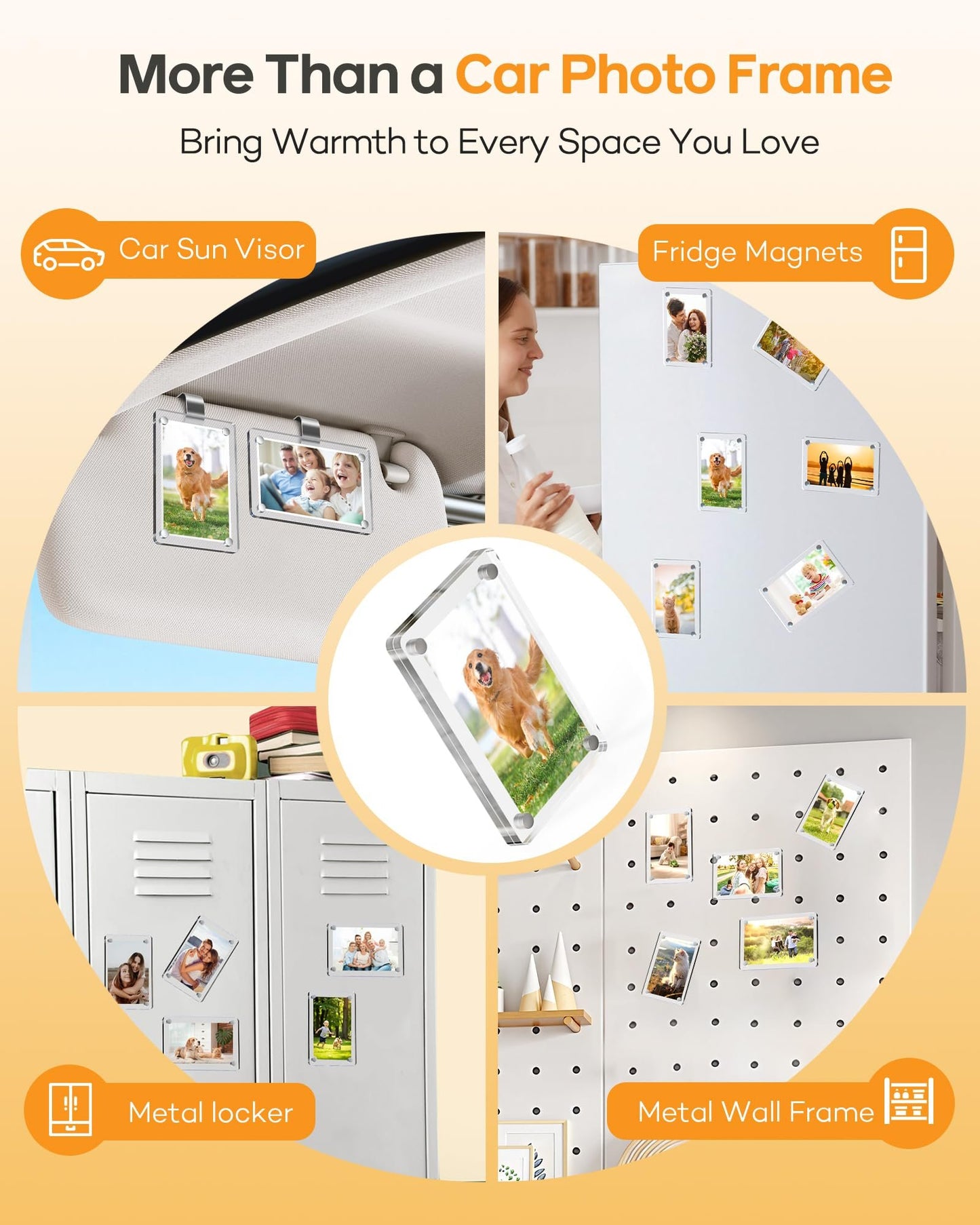 2-Pack Magnetic Acrylic Car Visor Photo Frames