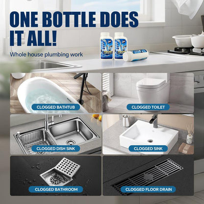 Brightplume Powerful Pipe Dredging Agent for Kitchen and Toilet Pipelines - Dissolves 200+ Blockages and Kills 99% of Bacteria