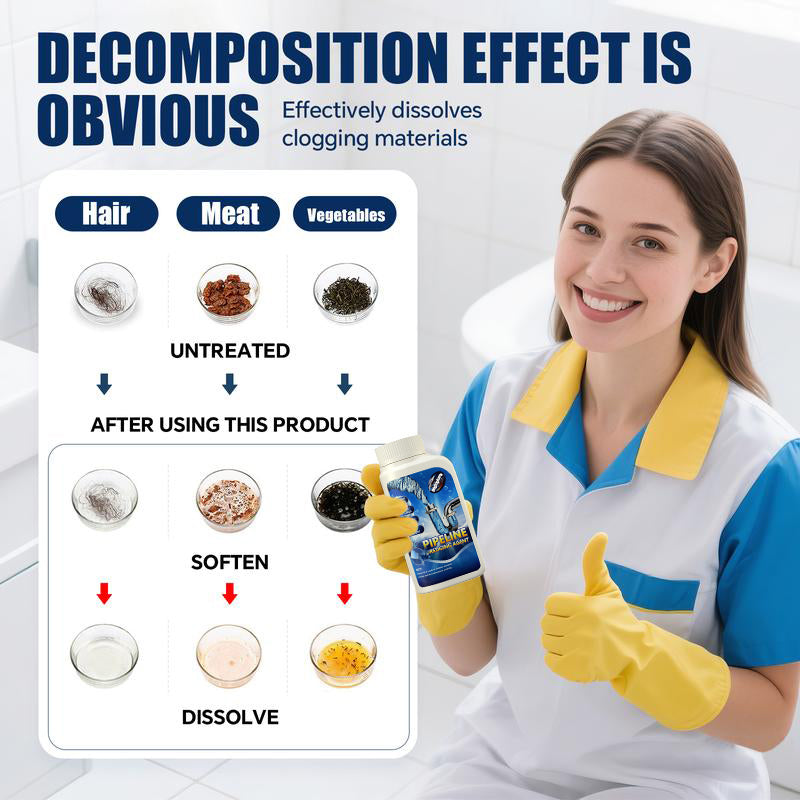 Brightplume Powerful Pipe Dredging Agent for Kitchen and Toilet Pipelines - Dissolves 200+ Blockages and Kills 99% of Bacteria