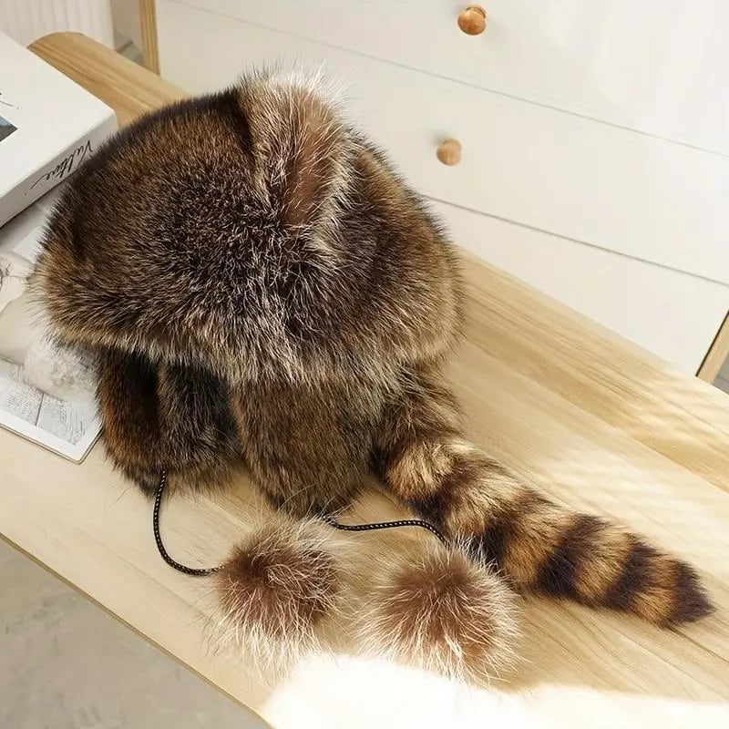 ⏰Last 4 hours Sale: Save 50%-🦝Cute Raccoon Plush Winter Hat