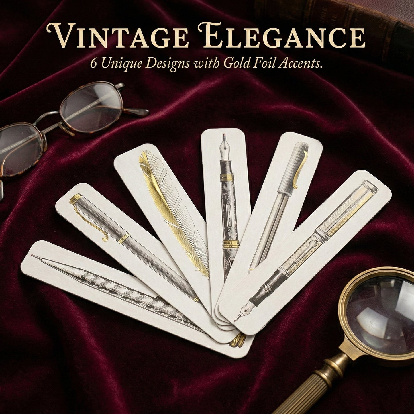 Vintage Flat Paper Pen And Book Mark Set
