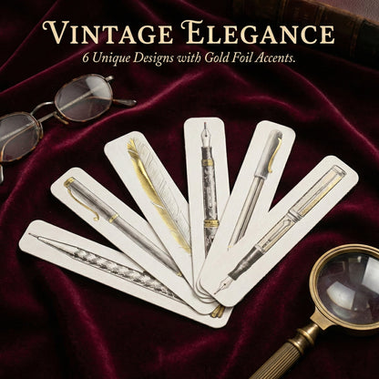 Vintage Flat Paper Pen And Book Mark Set