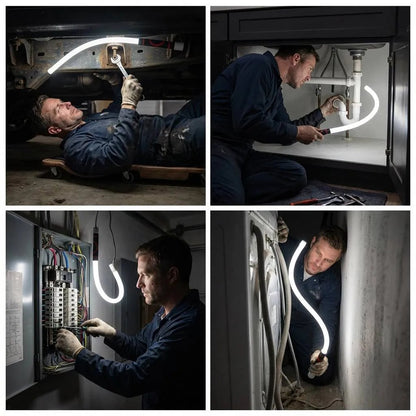 🔥Bendable Flexible LED Work Light💡: Your Professional Light for Narrow Spaces 🛠️(4000K Color Temperature | 44" Shape-Holding | Hands-Free)