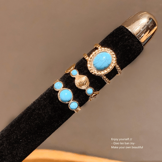🏆18K Gold Turquoise Open Ring - Vintage Elegance That Stands the Test of Time💍