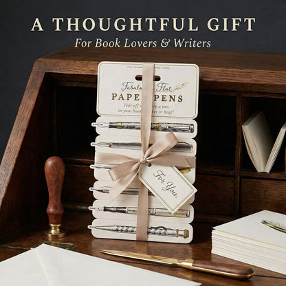 Vintage Flat Paper Pen And Book Mark Set