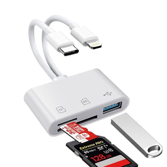 📱Dual Interface USB-C & Lightning Card Reader – USB 3.0 SD/TF Card Reader for iPhone, iPad & USB-C Devices