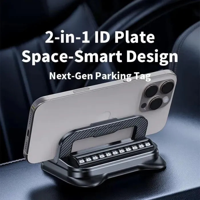 🚗 360° Phone Holder + Parking Plate No More Angry Notes – Flip to Display Your Number! 📱