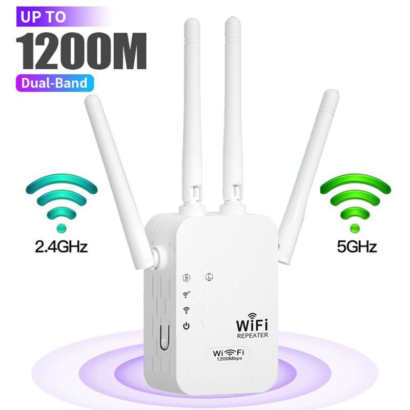 🔥 2025 Wi-Fi Extender, 1200 Mbps Dual Band (2.4GHz & 5GHz) 📶 Signal Booster for Whole-Home Coverage & Stable Connection